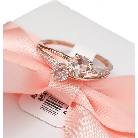 PIERŚCIONEK 585 MORGANITY DIAMENTY RÓŻOWE ZŁOTO