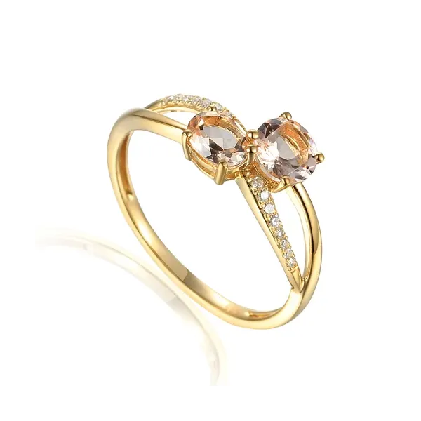 ZŁOTY PIERŚCIONEK MORGANITY DIAMENTY pr 585