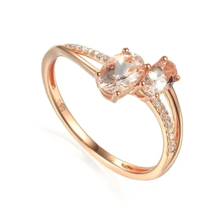 PIERŚCIONEK MORGANITY DIAMENTY PRÓBA 585