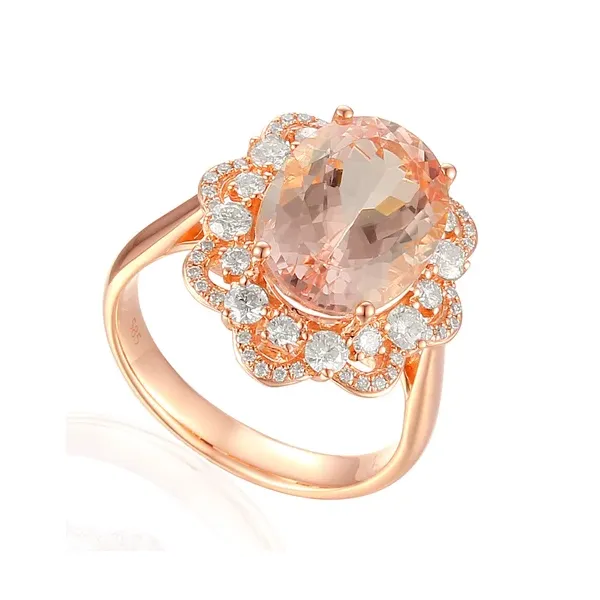 PIERŚCIONEK 585 MORGANITY DIAMENTY RÓŻOWE ZŁOTO