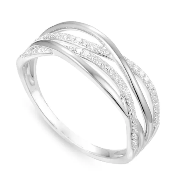 Pierścionek 585 z Diamentami Białe Złoto Grawer