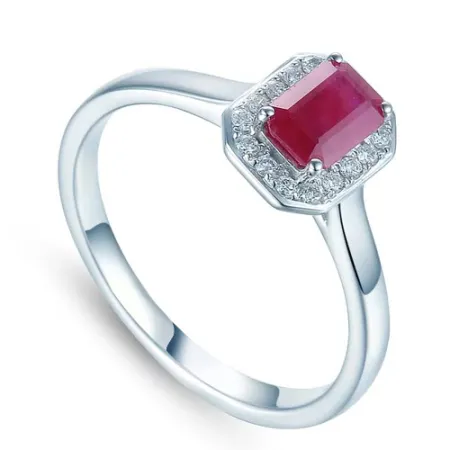 PIERŚCIONEK 585 RUBIN 0,70CT DIAMENTY BIAŁE ZŁOTO