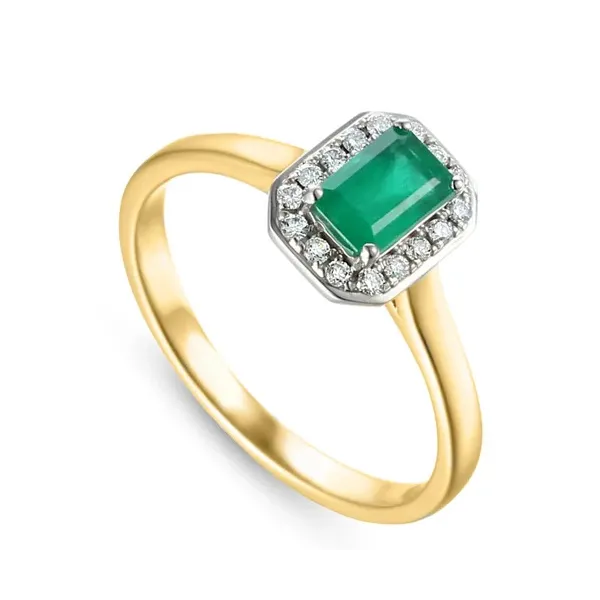 ZŁOTY PIERŚCIONEK 585 SZMARAGD DIAMENTY PREZENT