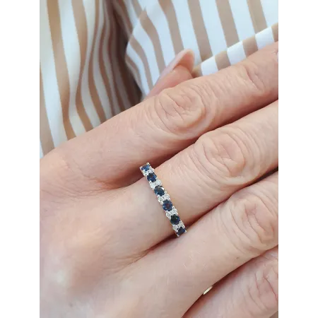 Złoty Pierścionek z Szafirami i Diamentami pr 585