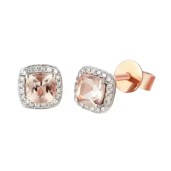 KOLCZYKI MORGANIT DIAMENTY RÓŻOWE ZŁOTO pr 585