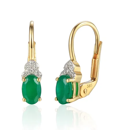 ZŁOTE KOLCZYKI ZE SZMARAGDAMI I DIAMENTAMI PREZENT