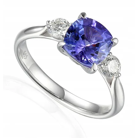 PIERŚCIONEK TANZANIT DIAMENT BIAŁE ZŁOTO PRÓBA 585