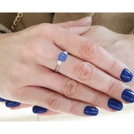 PIERŚCIONEK TANZANIT DIAMENT BIAŁE ZŁOTO PRÓBA 585