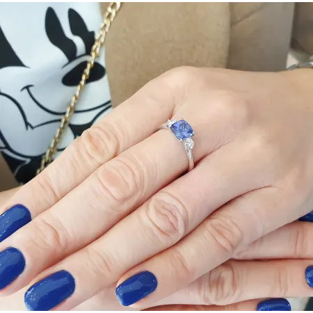 PIERŚCIONEK TANZANIT DIAMENT BIAŁE ZŁOTO PRÓBA 585