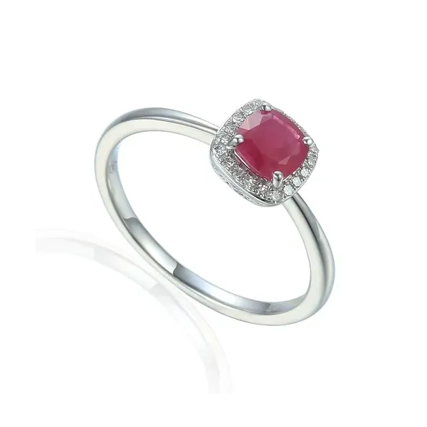 PIERŚCIONEK 585 RUBIN DIAMENTY GRAWER BIAŁE ZŁOTO