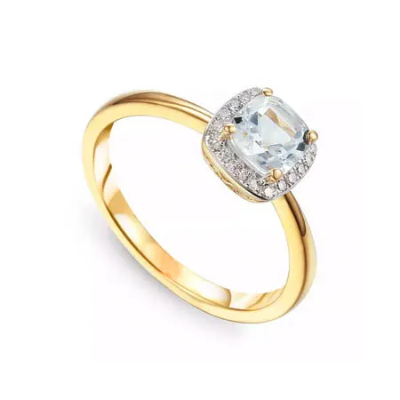 Zaręczynowy 585 Pierścionek Biały Topaz Diamenty