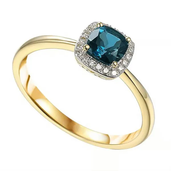 Pierścionek Topaz London Blue i Diamenty pr 585