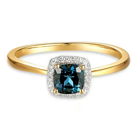 Pierścionek Topaz London Blue i Diamenty pr 585