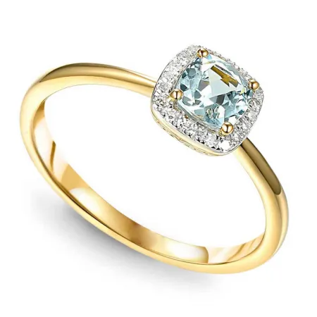 Pierścionek Akwamaryn i Diamenty pr 585 Zaręczyny
