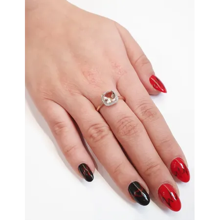 ZŁOTY 585 PIERŚCIONEK MORGANIT I BRYLANTY