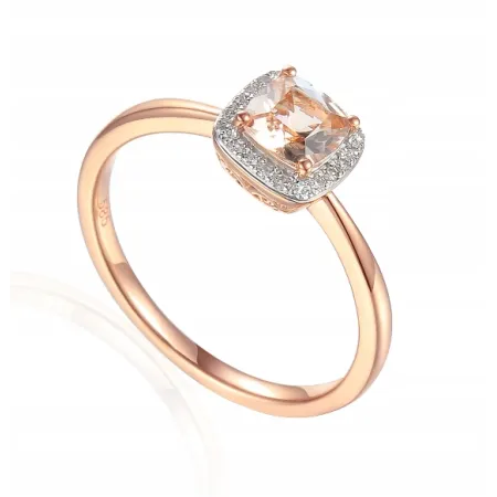 PIERŚCIONEK MORGANIT DIAMENTY 585 RÓŻOWE ZŁOTO
