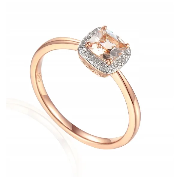 PIERŚCIONEK MORGANIT DIAMENTY 585 RÓŻOWE ZŁOTO