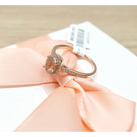 PIERŚCIONEK Z MORGANITEM DIAMENTY PRÓBA 585 GRAWER