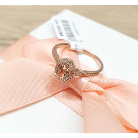 PIERŚCIONEK Z MORGANITEM DIAMENTY PRÓBA 585 GRAWER