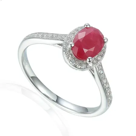 ZŁOTY PIERŚCIONEK RUBIN DIAMENTY PRÓBA 585 GRAWER