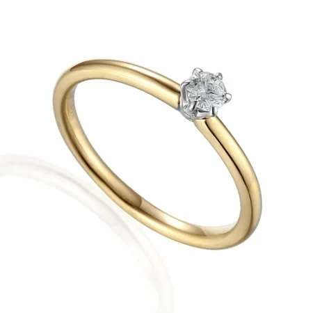 ZŁOTY 585 ZARĘCZYNOWY PIERŚCIONEK DIAMENT 0,15ct