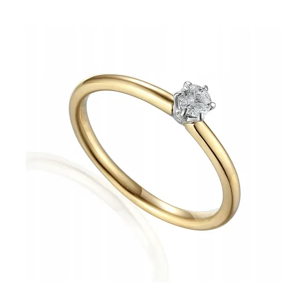 ZŁOTY 585 ZARĘCZYNOWY PIERŚCIONEK DIAMENT 0,15ct