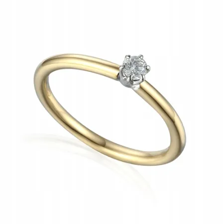 ZŁOTY 585  PIERŚCIONEK ZARĘCZYNOWY BRYLANT 0,10ct 