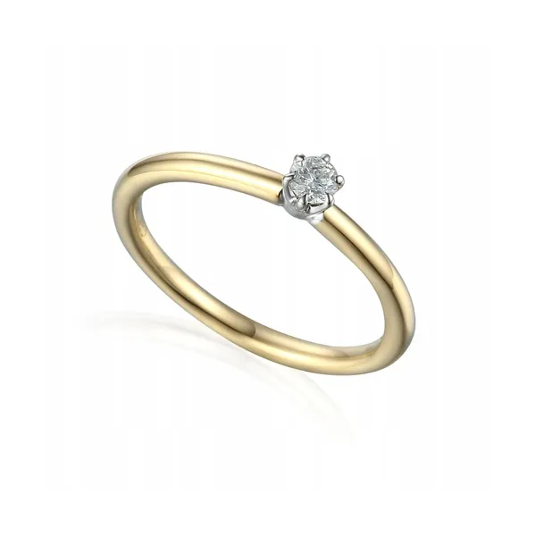 ZŁOTY 585  PIERŚCIONEK ZARĘCZYNOWY BRYLANT 0,10ct 