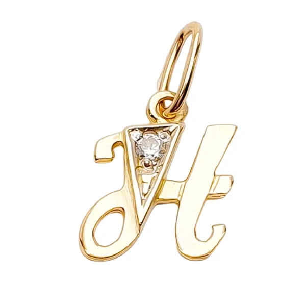 ZŁOTA ZAWIESZKA 585 LITERKA H z CYRKONIĄ