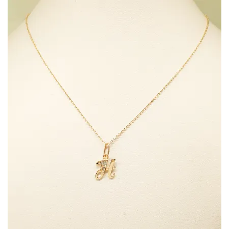 ZŁOTA ZAWIESZKA 585 LITERKA H z CYRKONIĄ