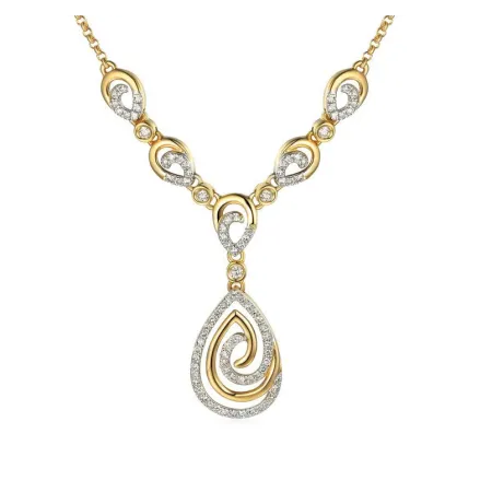 Złoty 585 Elegancki Naszyjnik z Diamentami Prezent