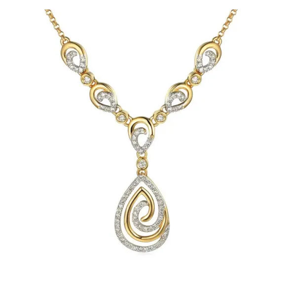 Złoty 585 Elegancki Naszyjnik z Diamentami Prezent