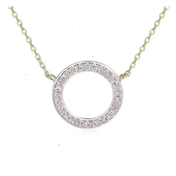 Naszyjnik Złoty 585 Celebrytka Kółko z Diamentami