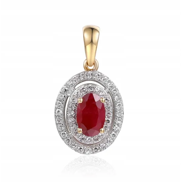 ZŁOTA ZAWIESZKA 585 RUBIN DIAMENTY PREZENT