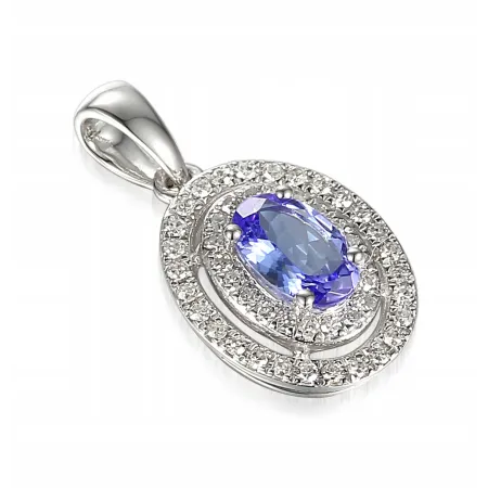 ZAWIESZKA BIAŁE ZŁOTO TANZANIT DIAMENTY PRÓBA 585