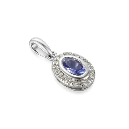 ZAWIESZKA TANZANIT DIAMENTY BIAŁE ZŁOTO PRÓBA 585