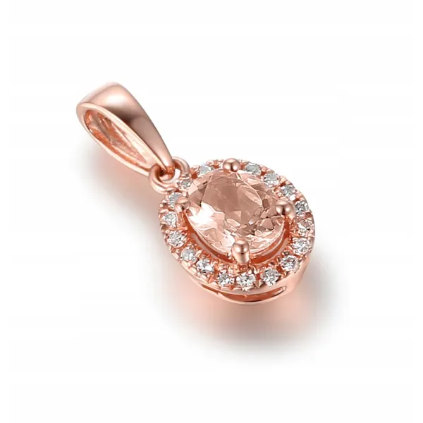 ZAWIESZKA MORGANIT DIAMENTY 585 RÓŻOWE ZŁOTO