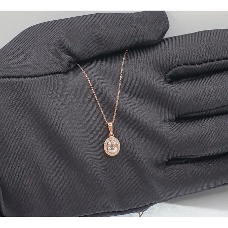 ZAWIESZKA MORGANIT DIAMENTY 585 RÓŻOWE ZŁOTO