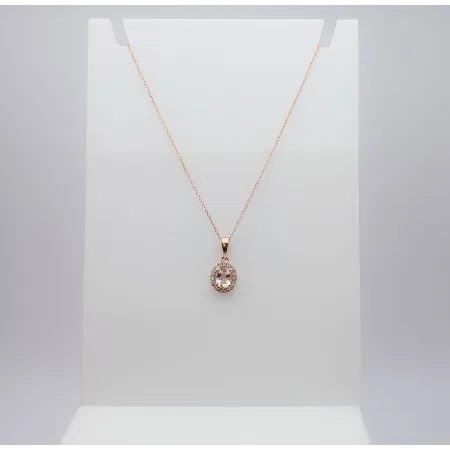 ZAWIESZKA MORGANIT DIAMENTY 585 RÓŻOWE ZŁOTO