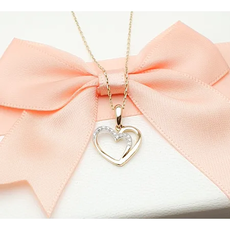 ZŁOTA ZAWIESZKA SERDUSZKO DIAMENTY H/Si PRÓBA 585