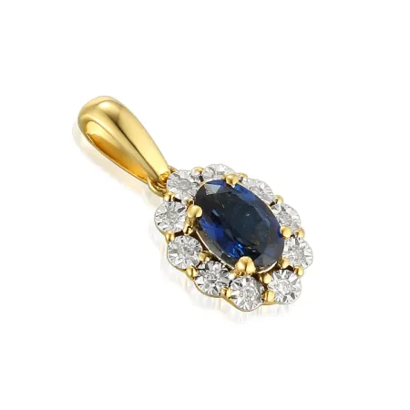 Zawieszka Złota 585 Szafir Diamenty na Prezent