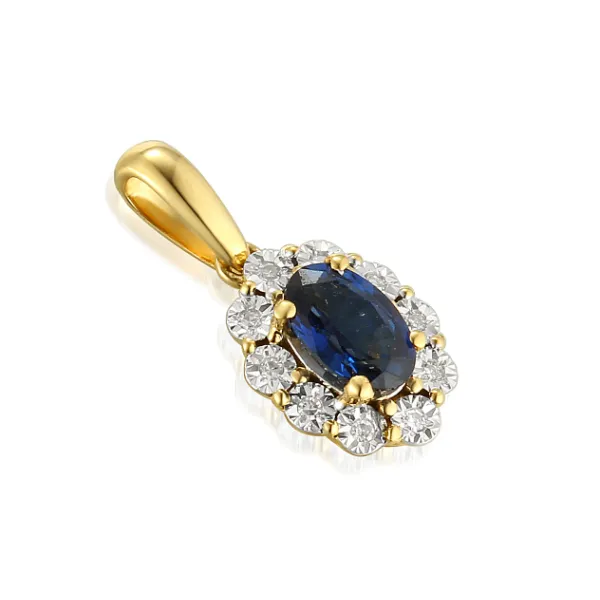 Zawieszka Złota 585 Szafir Diamenty na Prezent