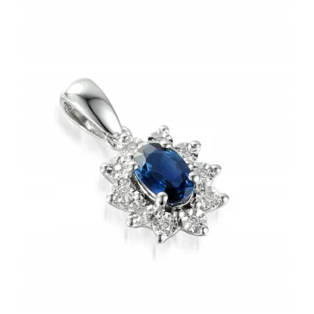 ZAWIESZKA BIAŁE ZŁOTO SZAFIR DIAMENTY PRÓBA 585