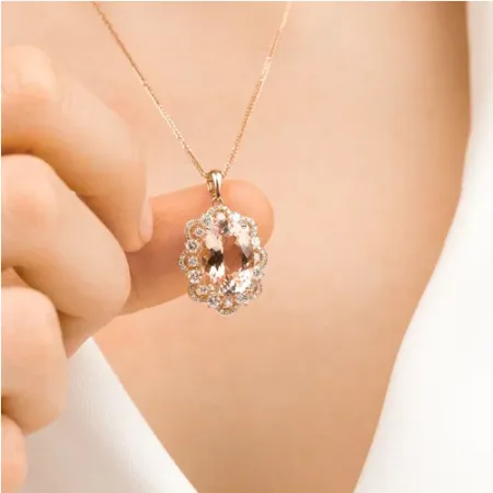 RÓŻOWA ZAWIESZKA MORGANIT DIAMENTY pr 585