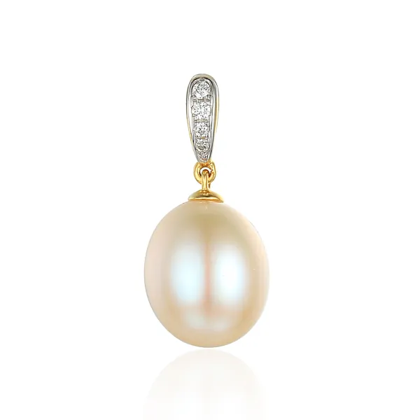 Złota Zawieszka 585 z Perłą i Diamentami