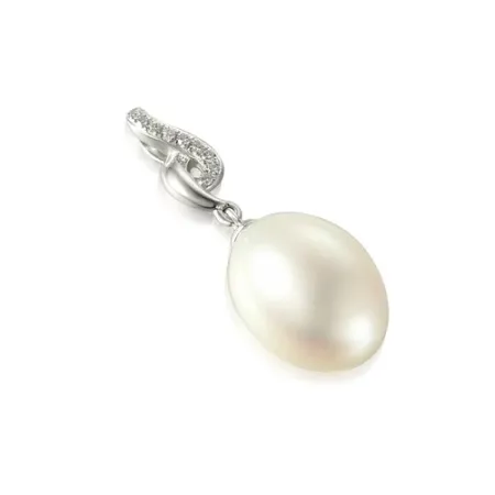 ZŁOTA ZAWIESZKA 585 PERŁA DIAMENTY NA PREZENT