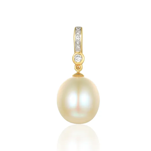 ZŁOTA 585 ZAWIESZKA PERŁA DIAMENTY NA PREZENT