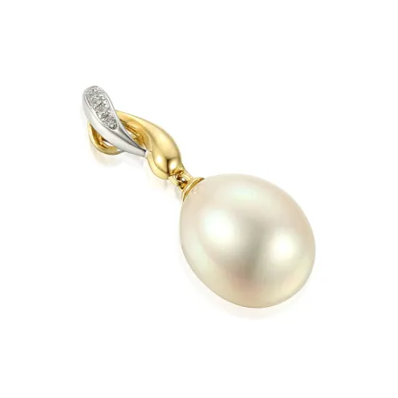 ZŁOTA ELEGANCKA 585 ZAWIESZKA PERŁA DIAMENTY