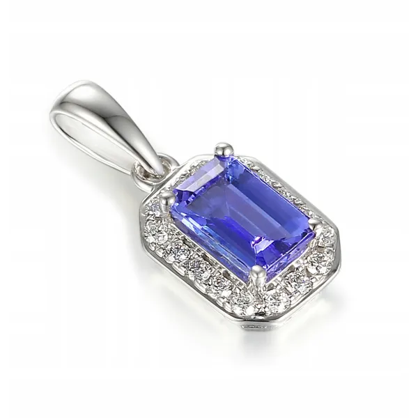 ZAWIESZKA TANZANIT DIAMENTY BIAŁE ZŁOTO PRÓBA 585