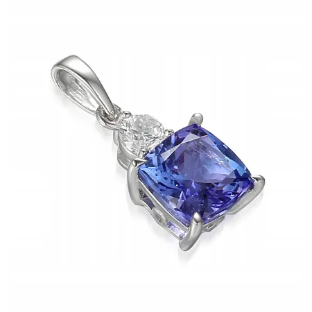 ZAWIESZKA BIAŁE ZŁOTO TANZANIT DIAMENT PRÓBA 585